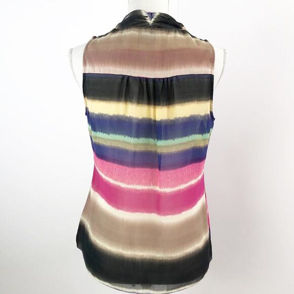 Watercolor Stripe Semi-Sheer Top Ecru Brand Multicolor M - Picture 5 of 11